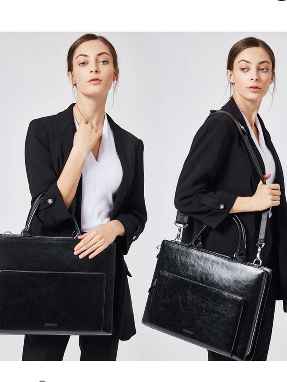 Bostanten Carol Women's Black Leather Briefcase — Capable